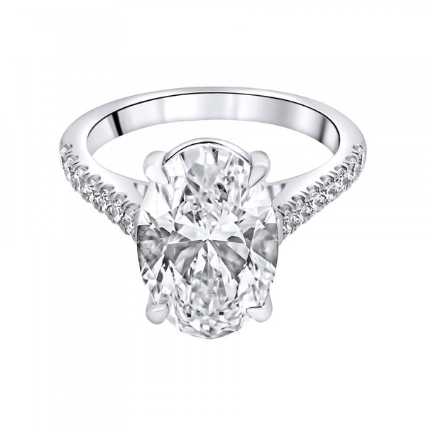Lab grown platinum 5.01ct D VVS2 IGI oval cut diamond ring