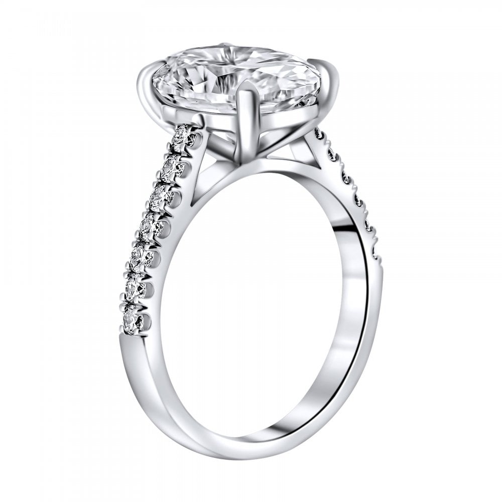 Lab grown platinum 5.01ct D VVS2 IGI oval cut diamond ring