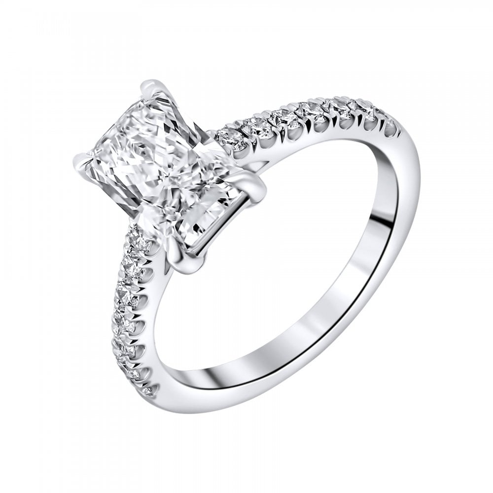Lab grown platinum 2.01ct D VVS2 IGI radiant cut diamond ring