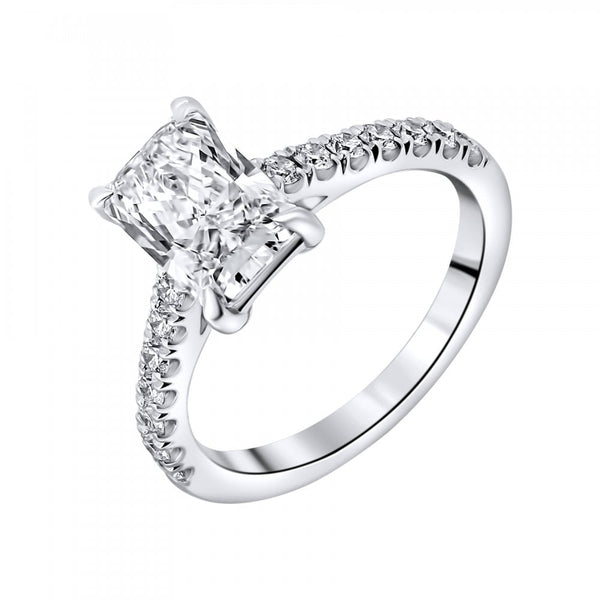 Lab grown platinum 2.01ct D VVS2 IGI radiant cut diamond ring
