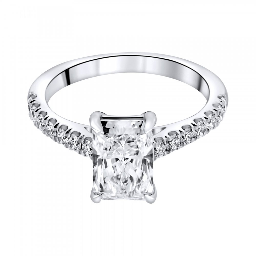 Lab grown platinum 2.01ct D VVS2 IGI radiant cut diamond ring