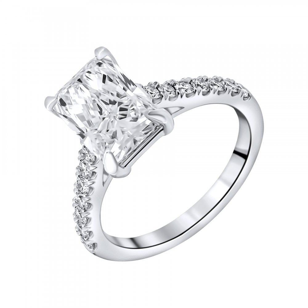 Lab grown platinum 3.00ct D VVS2 IGI radiant cut diamond ring