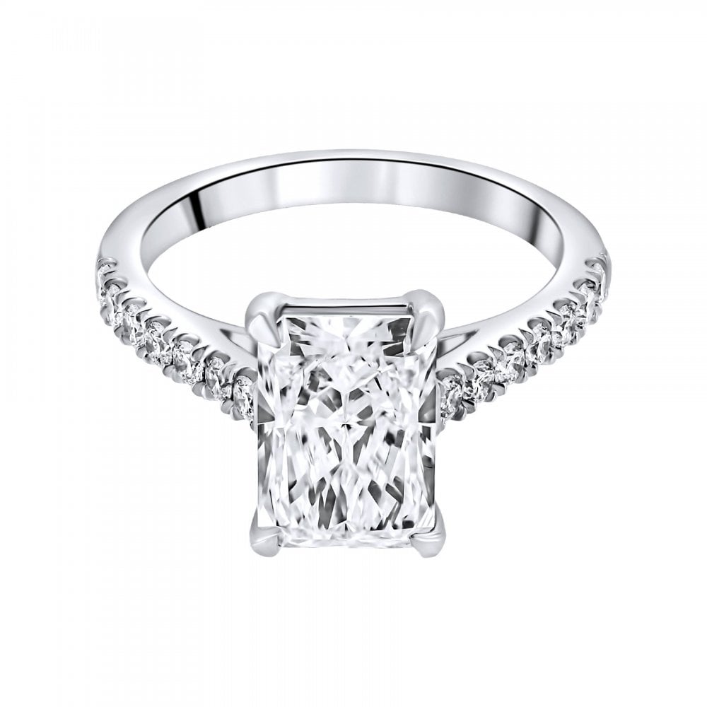Lab grown platinum 3.00ct D VVS2 IGI radiant cut diamond ring