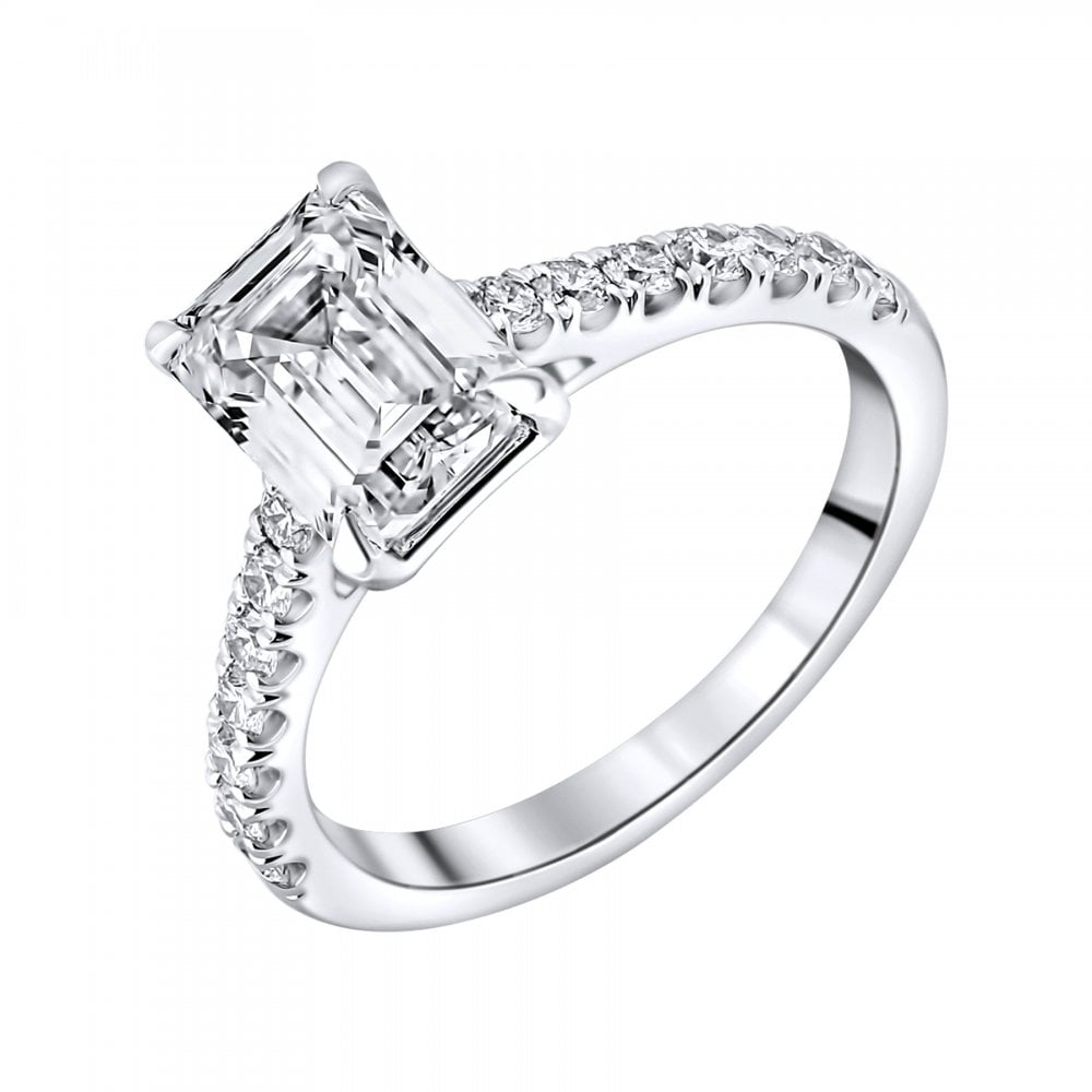 Lab grown platinum 2.02ct D VVS2 IGI emerald cut diamond ring