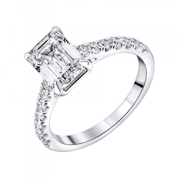Lab grown platinum 2.02ct D VVS2 IGI emerald cut diamond ring
