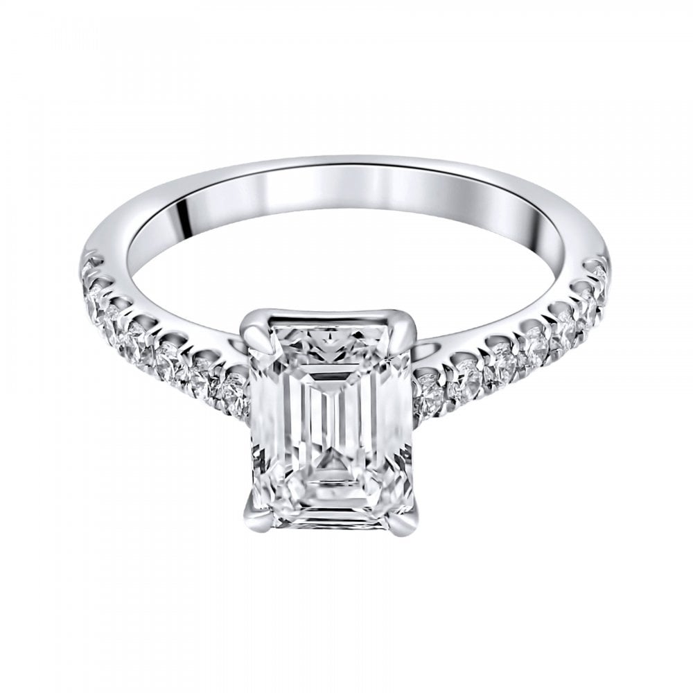 Lab grown platinum 2.02ct D VVS2 IGI emerald cut diamond ring