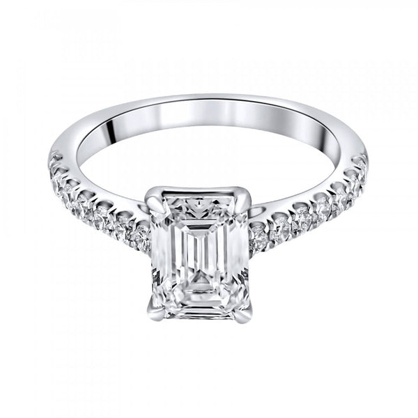 Lab grown platinum 2.02ct D VVS2 IGI emerald cut diamond ring