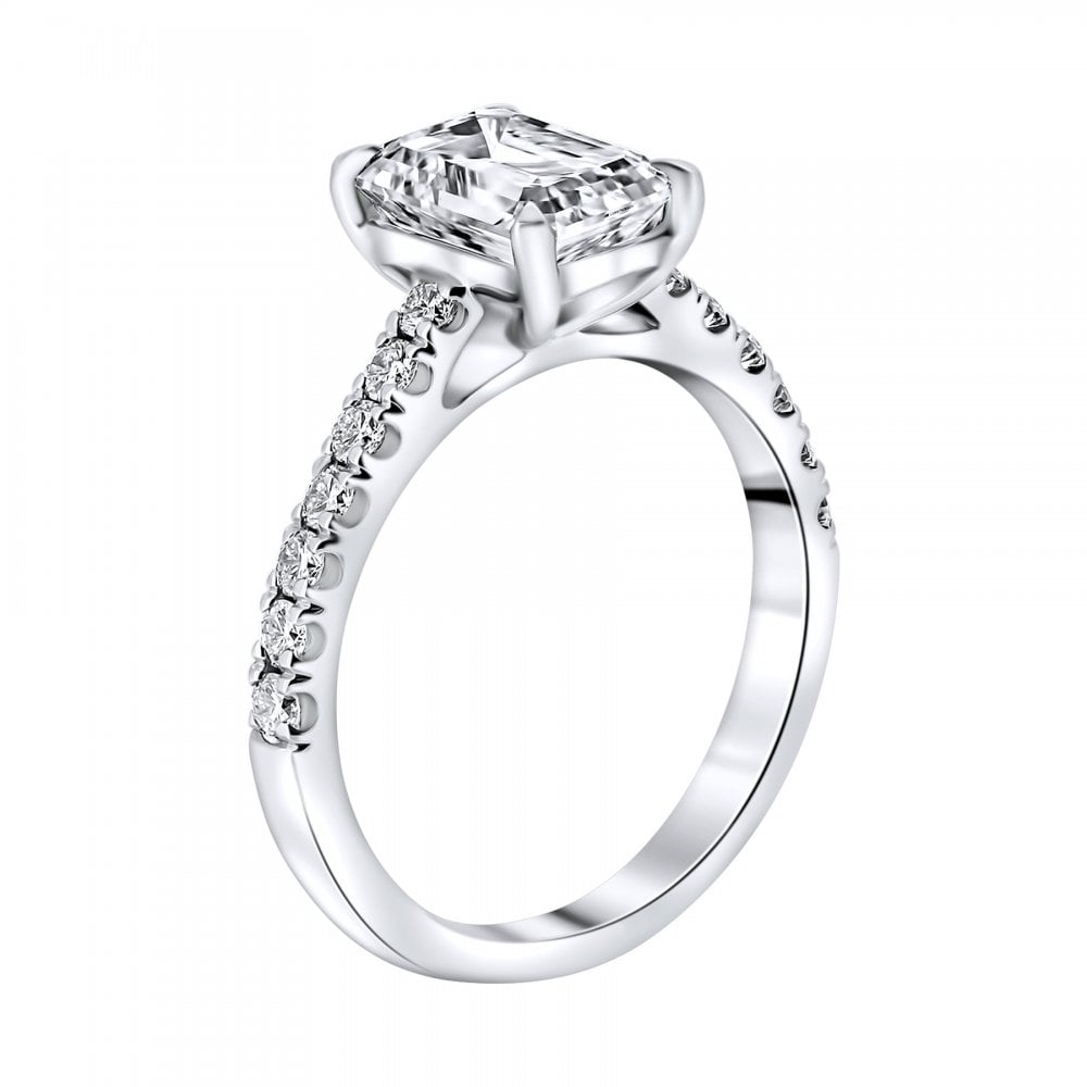 Lab grown platinum 2.02ct D VVS2 IGI emerald cut diamond ring