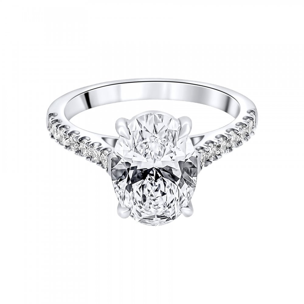 Lab grown platinum 3.06ct D VVS2 IGI oval cut diamond ring