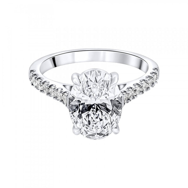 Lab grown platinum 3.06ct D VVS2 IGI oval cut diamond ring