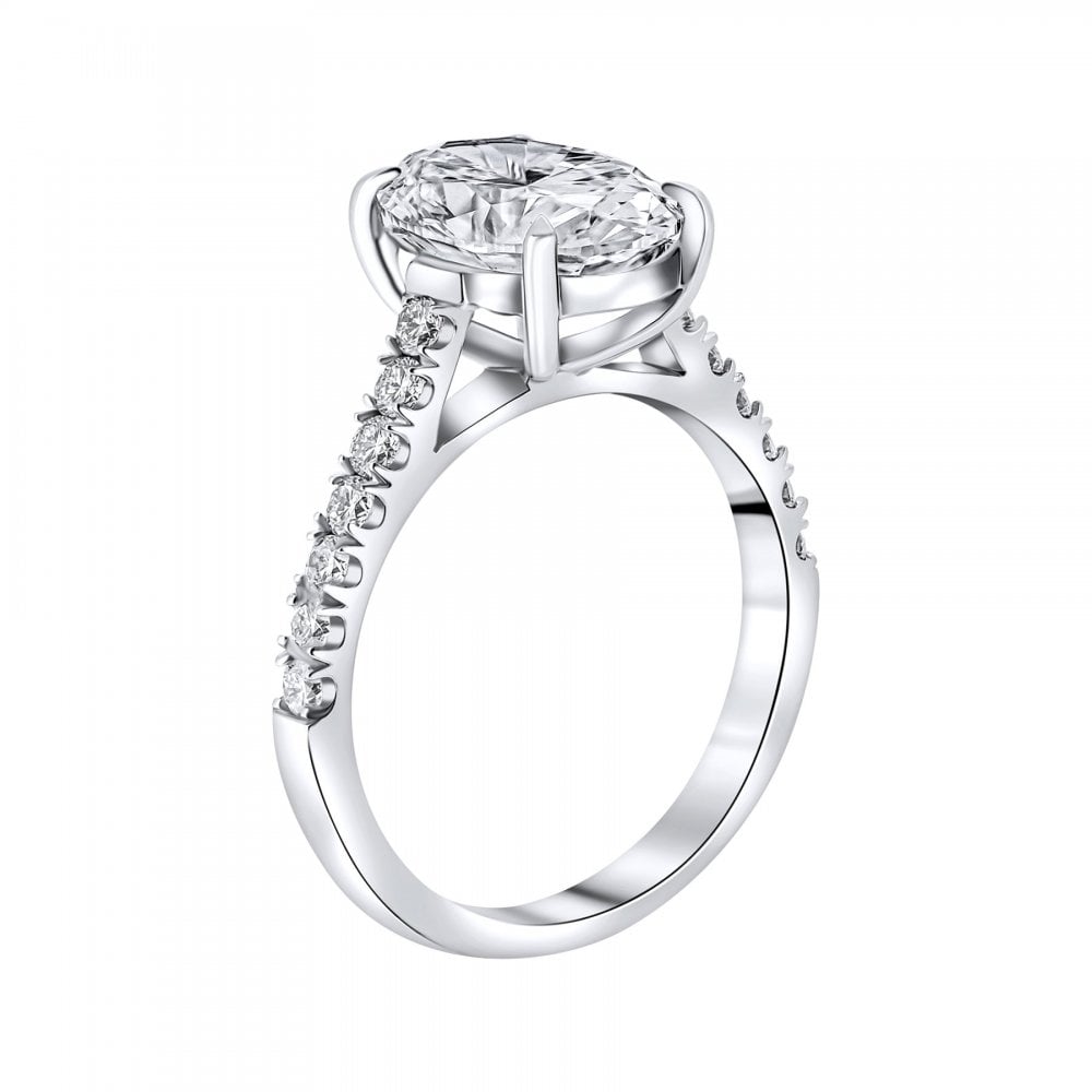 Lab grown platinum 3.06ct D VVS2 IGI oval cut diamond ring