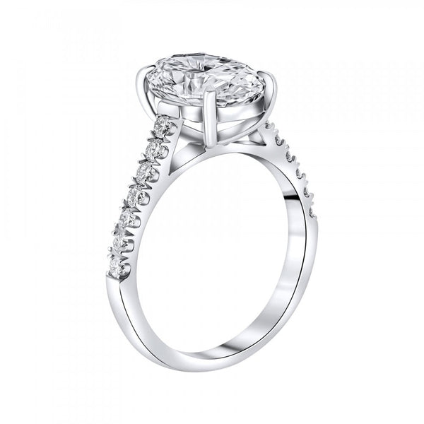 Lab grown platinum 3.06ct D VVS2 IGI oval cut diamond ring