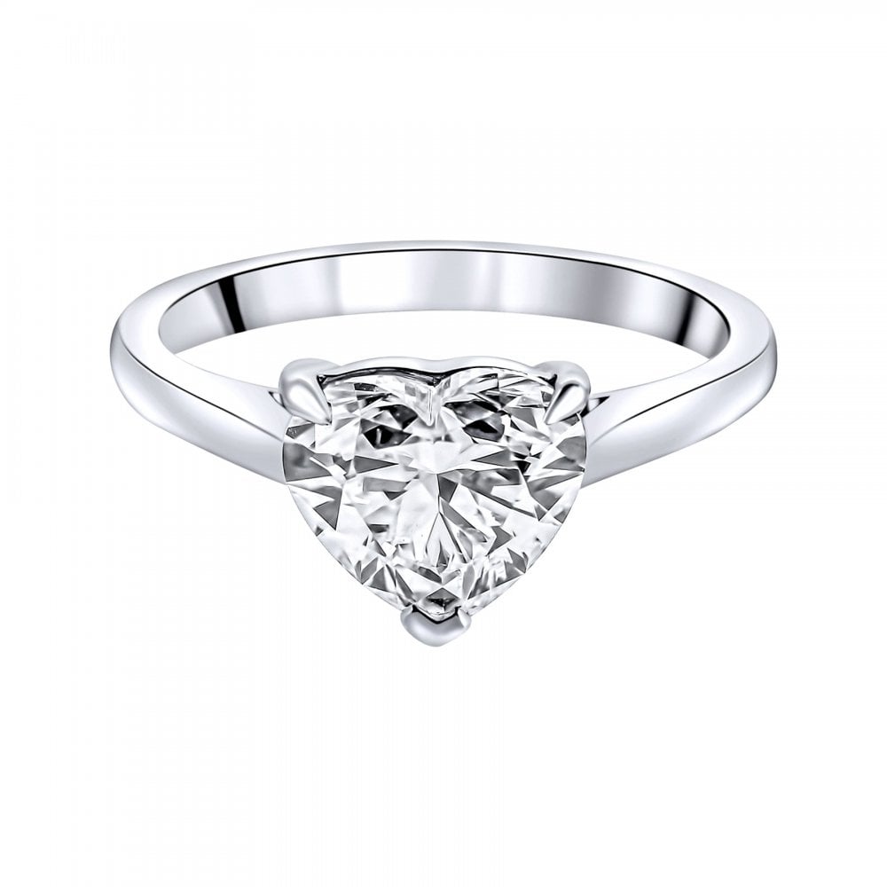 Lab grown platinum 2.00ct D VVS2 IGI heart cut diamond ring