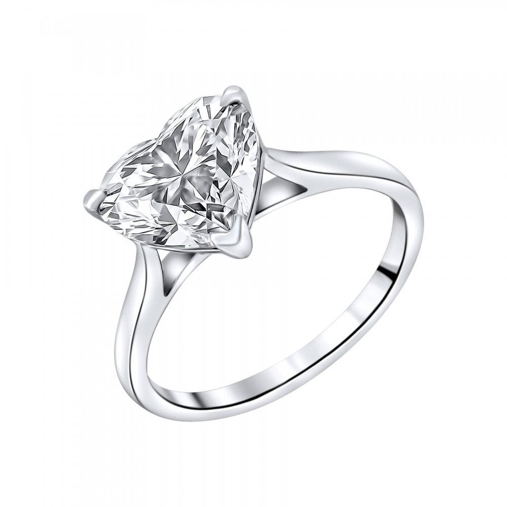 Lab grown platinum 3.01ct D VVS2 IGI heart cut diamond ring