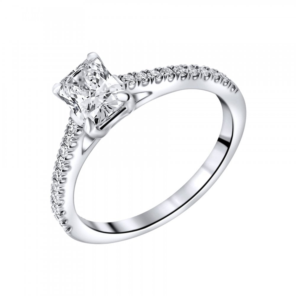 Lab grown platinum 0.72ct D VVS2 IGI radiant cut diamond ring