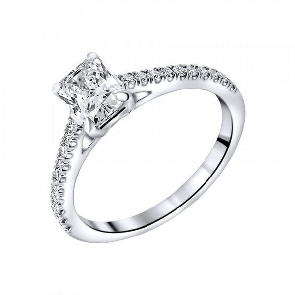 Lab grown platinum 0.72ct D VVS2 IGI radiant cut diamond ring