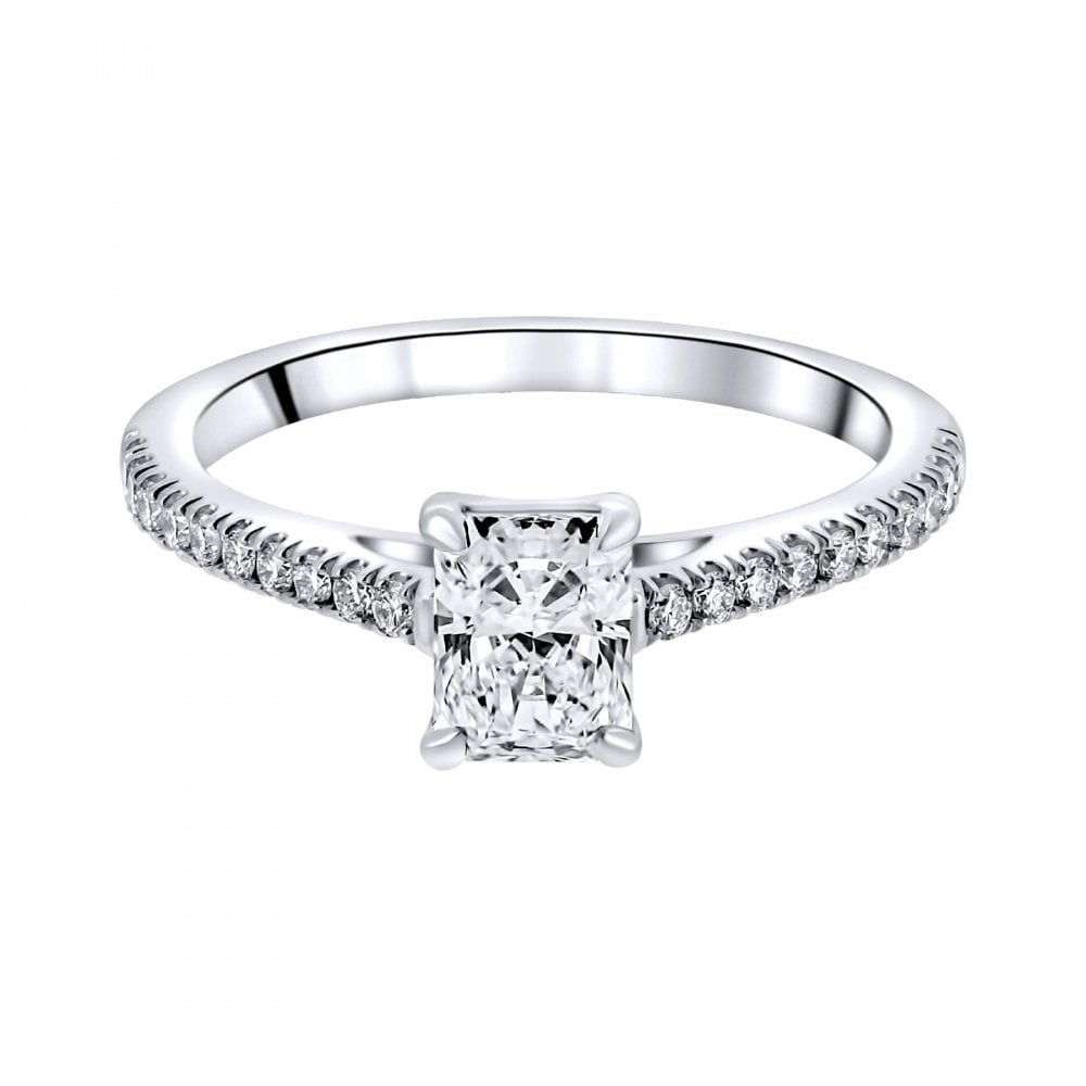 Lab grown platinum 0.72ct D VVS2 IGI radiant cut diamond ring