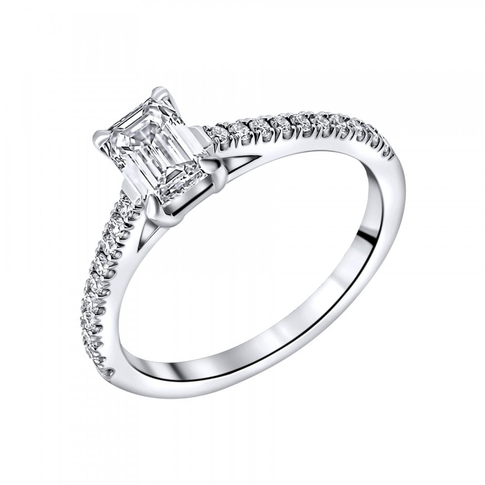 Lab grown platinum 0.75ct D VVS2 IGI emerald cut diamond ring