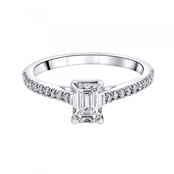 Lab grown platinum 0.75ct D VVS2 IGI emerald cut diamond ring