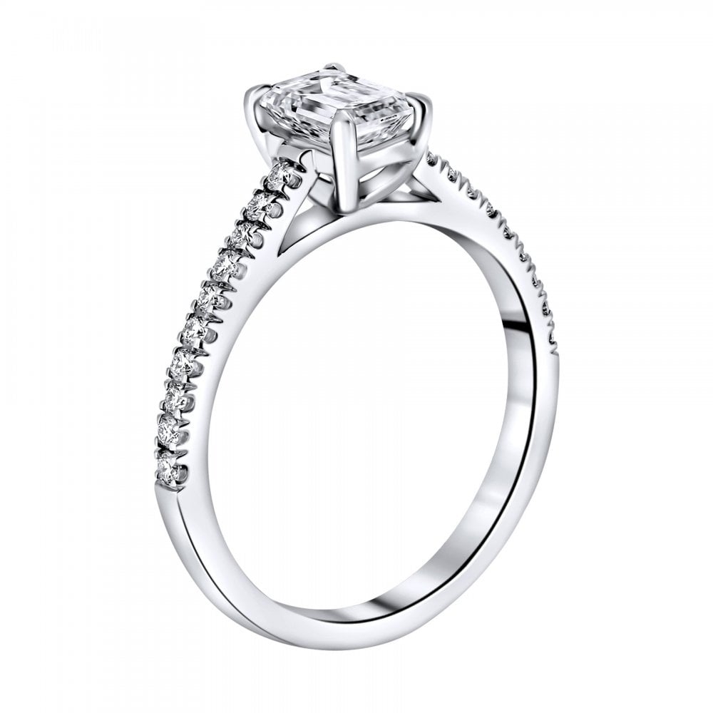 Lab grown platinum 0.75ct D VVS2 IGI emerald cut diamond ring