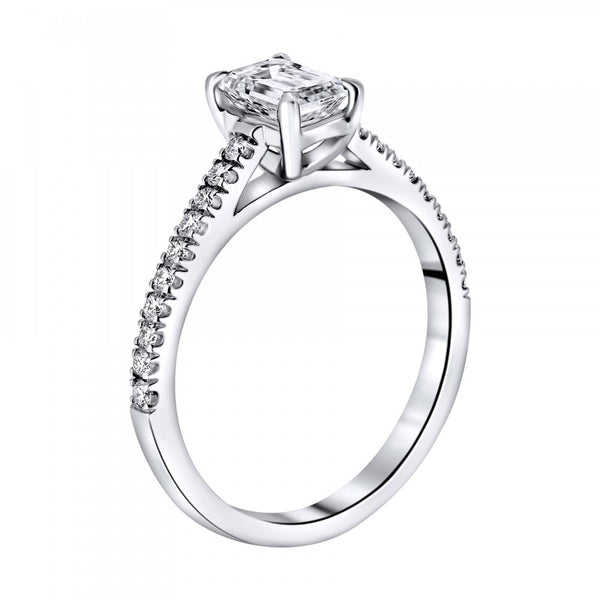 Lab grown platinum 0.75ct D VVS2 IGI emerald cut diamond ring