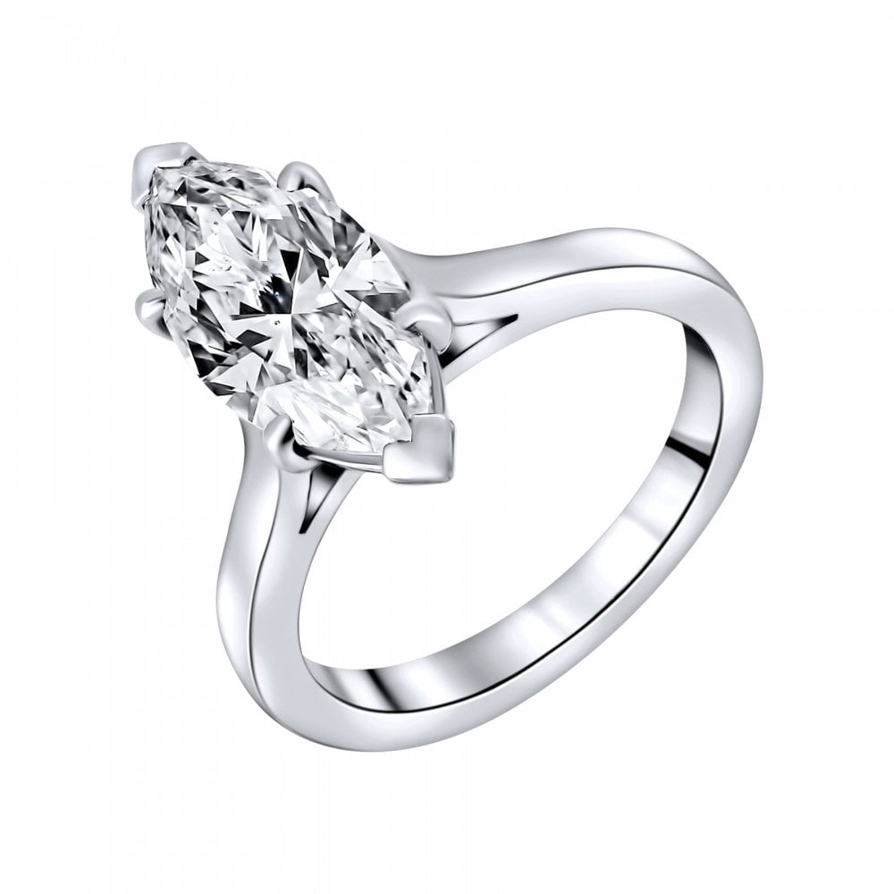 Preowned platinum 2.71ct E SI1 HRD marquise cut diamond ring