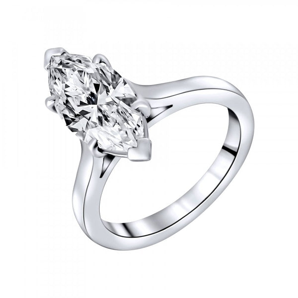 Preowned platinum 2.71ct E SI1 HRD marquise cut diamond ring