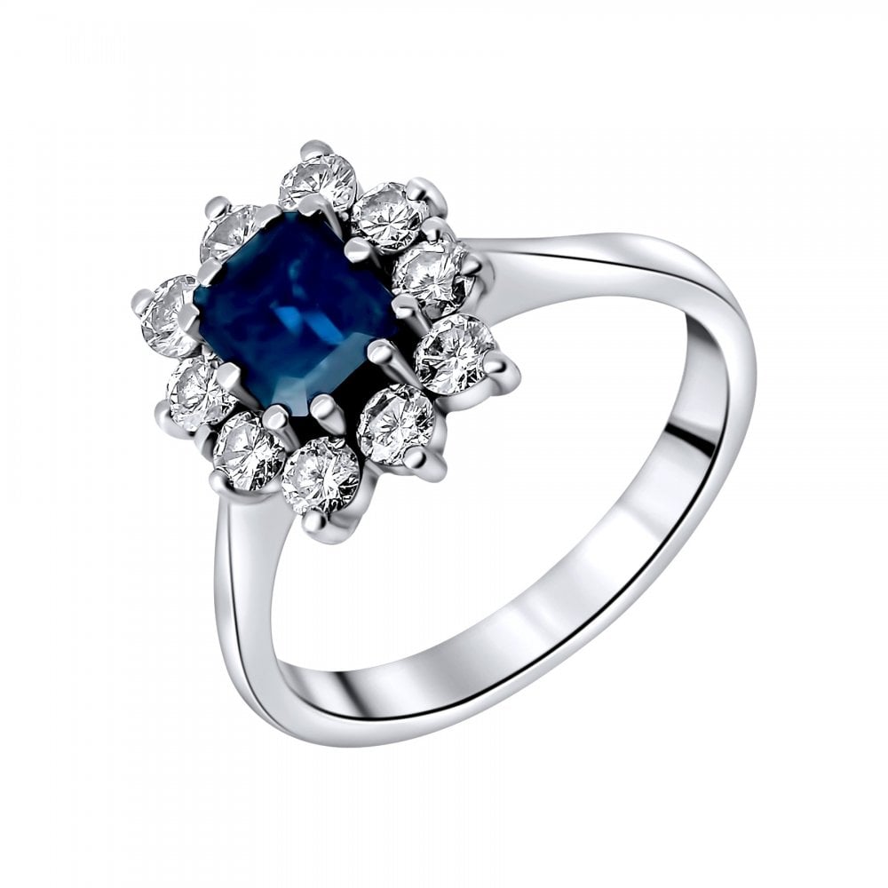 Preowned 18ct white gold 1.20ct sapphire & 0.80ct diamond ring
