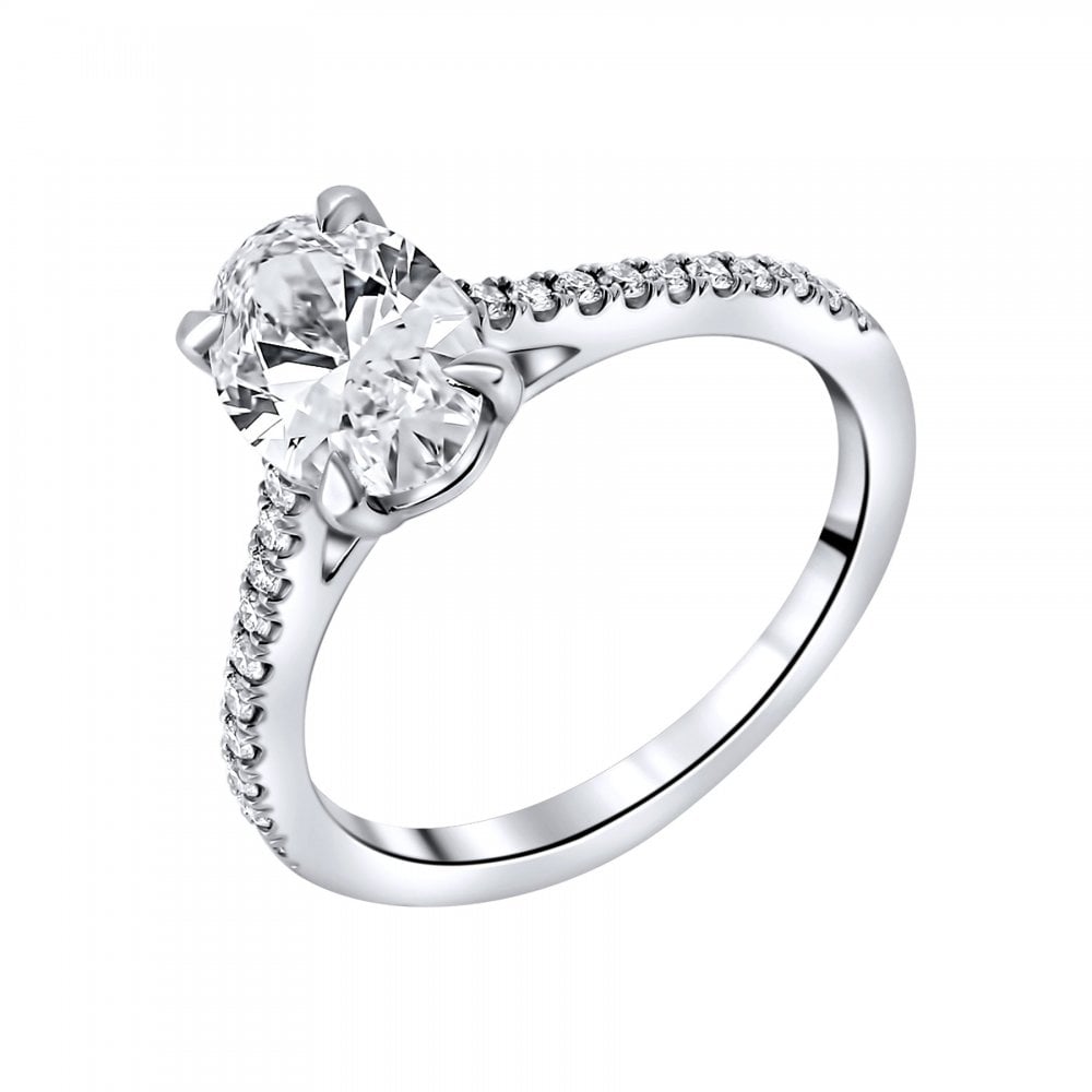 Lab grown platinum 1.50ct D VVS2 IGI oval cut diamond ring