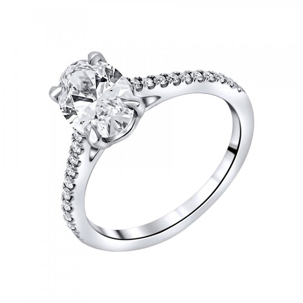 Lab grown platinum 1.50ct D VVS2 IGI oval cut diamond ring