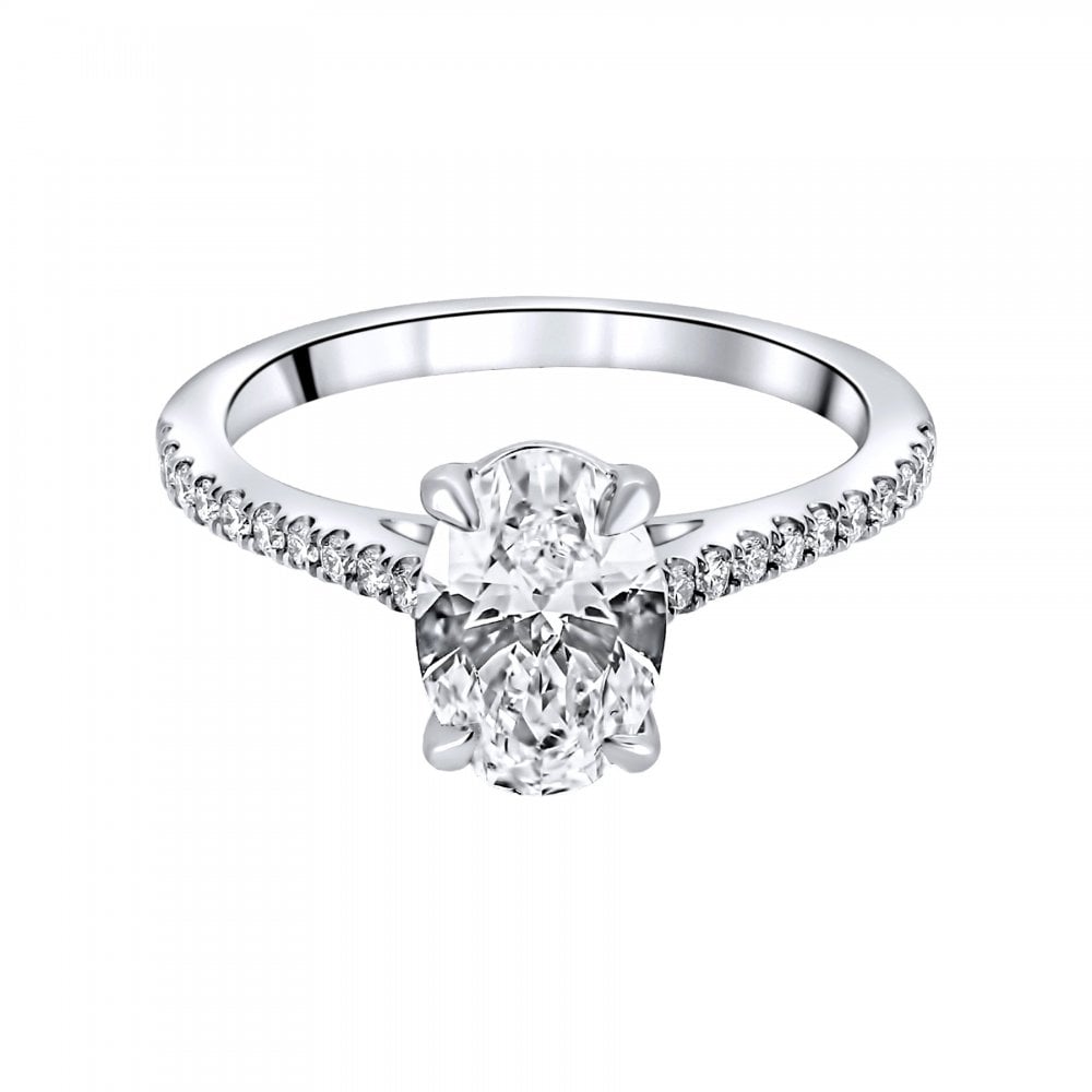 Lab grown platinum 1.50ct D VVS2 IGI oval cut diamond ring