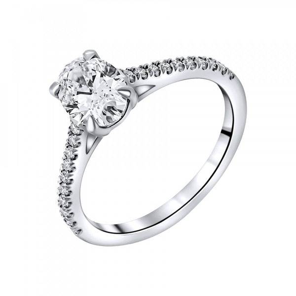 Lab grown platinum 1.09ct D VVS2 IGI oval cut diamond ring