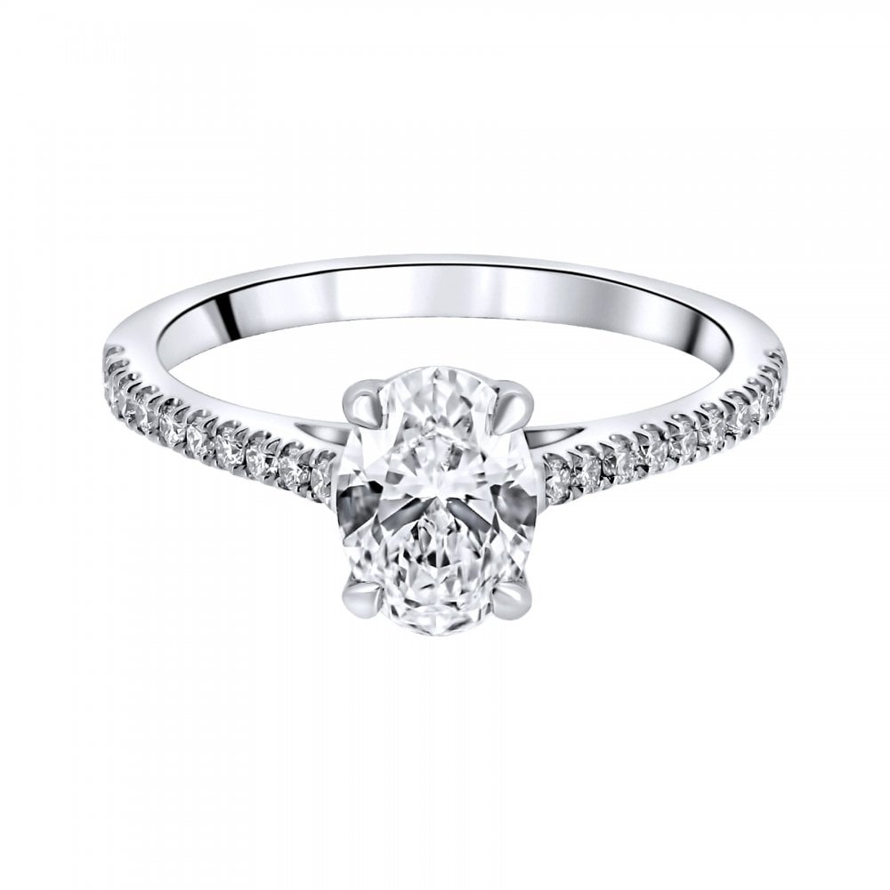 Lab grown platinum 1.09ct D VVS2 IGI oval cut diamond ring