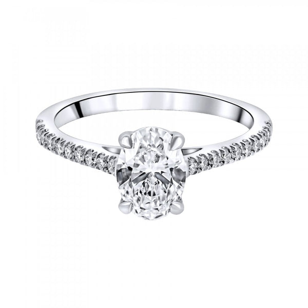 Lab grown platinum 1.09ct D VVS2 IGI oval cut diamond ring