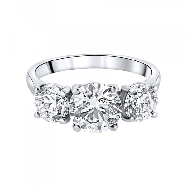 Platinum 3.03ct round brilliant cut diamond 3 stone ring