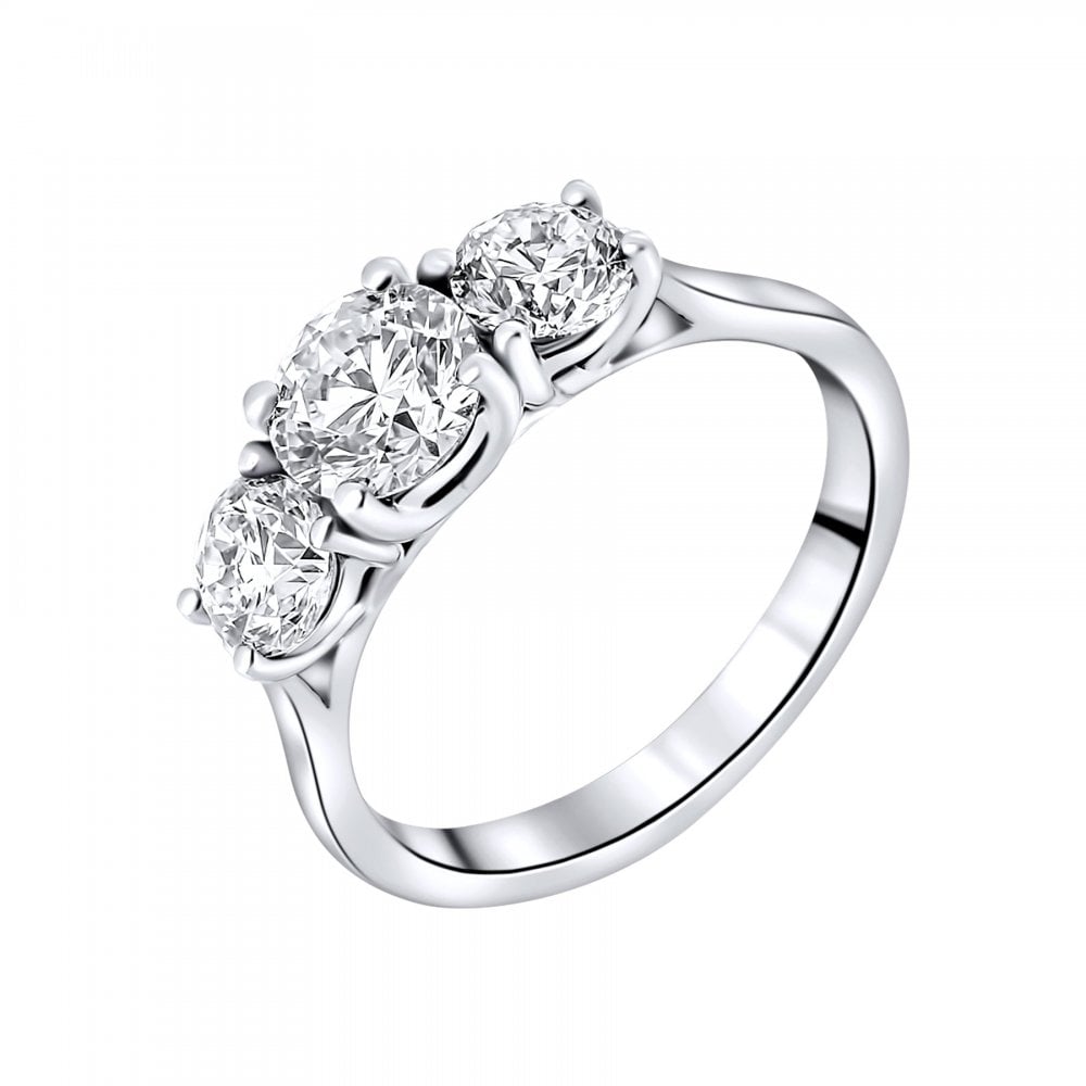 Platinum 2.00ct round brilliant cut diamond 3 stone ring
