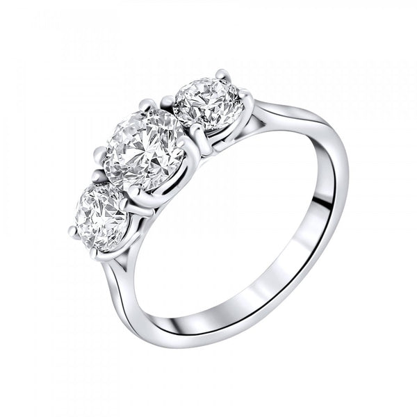 Platinum 2.00ct round brilliant cut diamond 3 stone ring