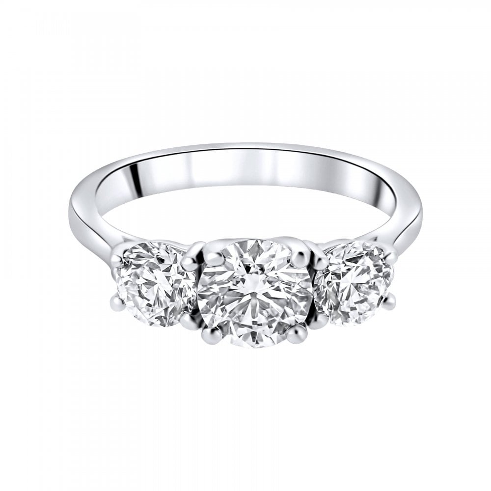 Platinum 2.00ct round brilliant cut diamond 3 stone ring