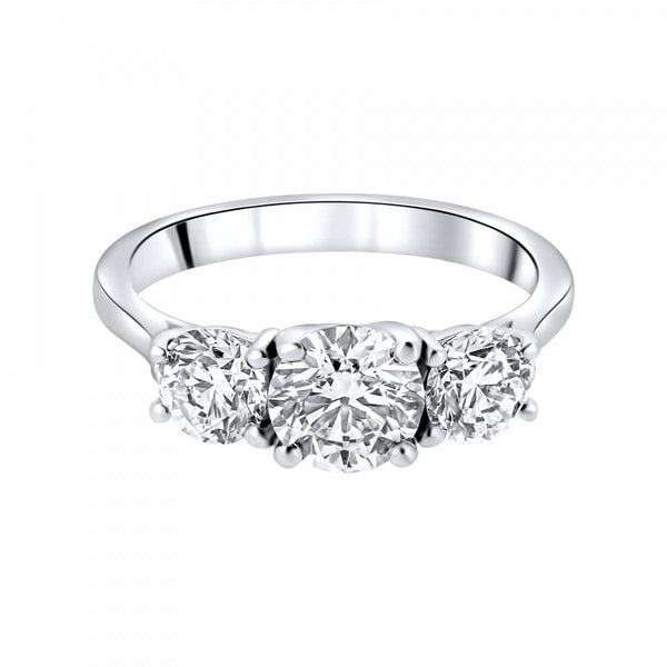 Platinum 2.00ct round brilliant cut diamond 3 stone ring