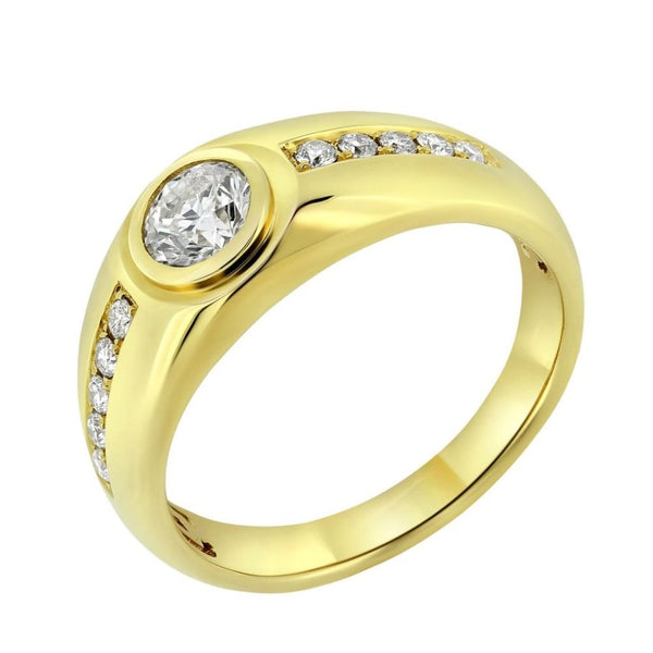 18ct yellow gold 0.84ct round brilliant cut diamond gents ring