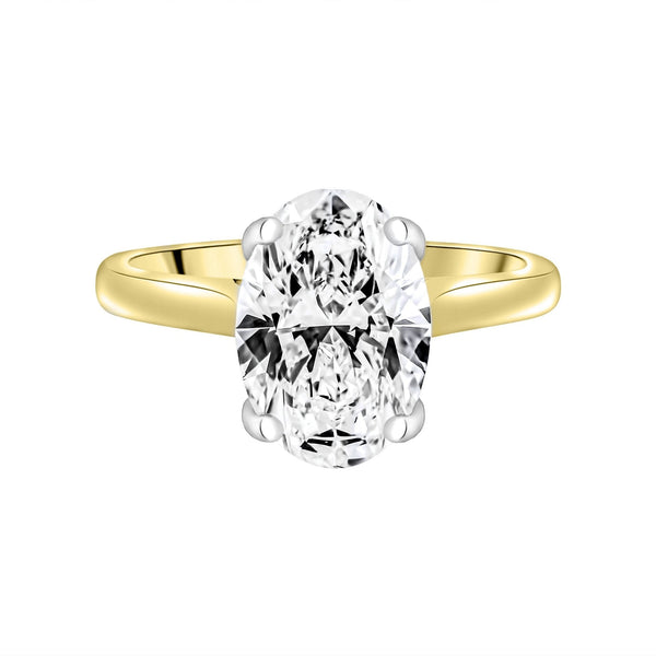 Lab grown 18ct yellow gold 2.00ct D VVS2 GIA oval diamond ring