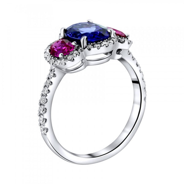 18ct white gold 2ct tanzanite 0.70ct pink sapphire diamond ring