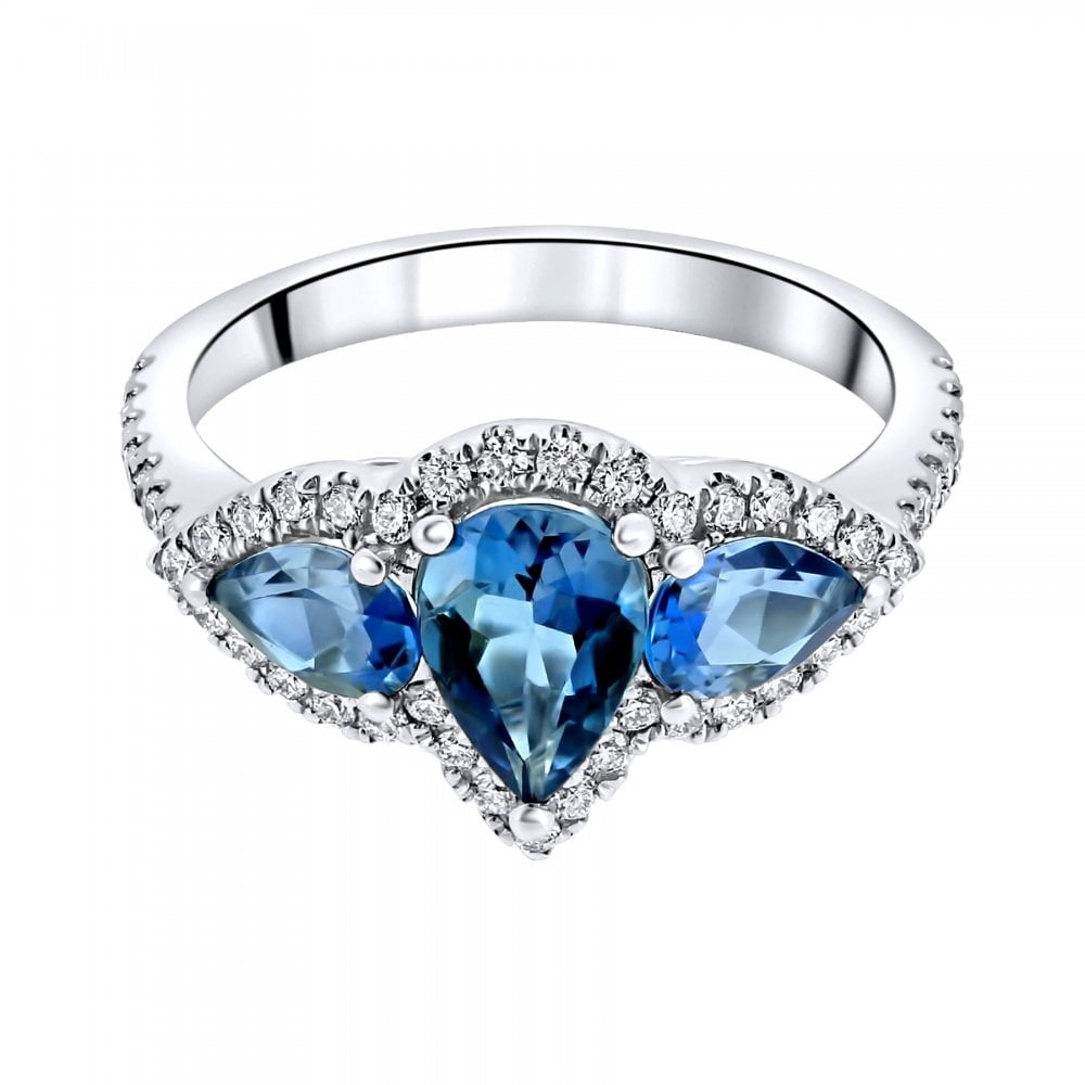 18ct white gold 1.44ct aquamarine & 0.40ct diamond cluster ring