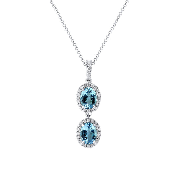 18ct white gold 2.05ct aquamarine & 0.35ct diamond pendant