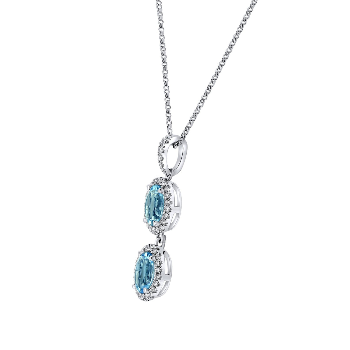 18ct white gold 2.05ct aquamarine & 0.35ct diamond pendant