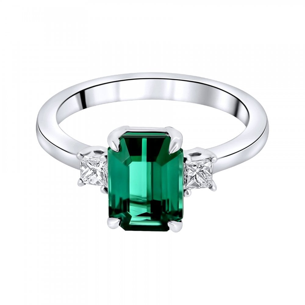 18ct white gold 2.50ct indicolite tourmaline 0.22ct diamond ring