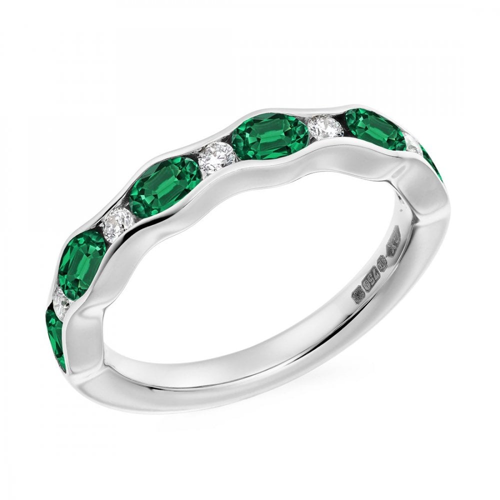 Platinum 1.00ct emerald & 0.15ct diamond eternity ring