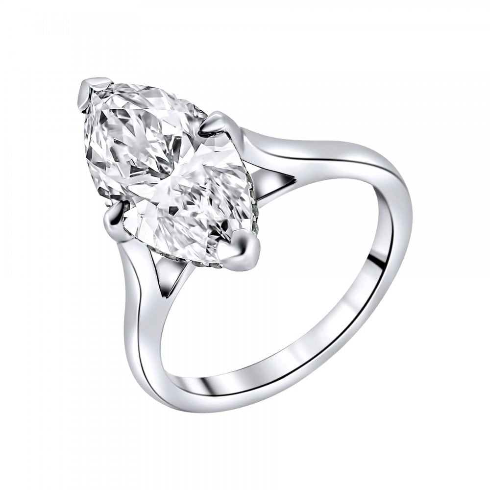 Lab grown platinum 4.00ct D VVS2 IGI marquise cut diamond ring