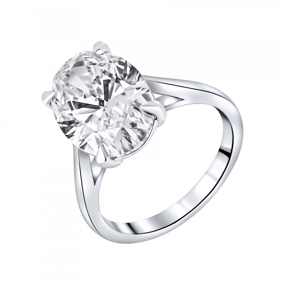Lab grown platinum 6.01ct D VVS2 IGI oval cut diamond ring