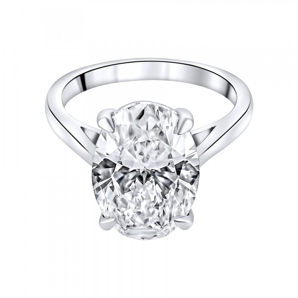 Lab grown platinum 6.01ct D VVS2 IGI oval cut diamond ring